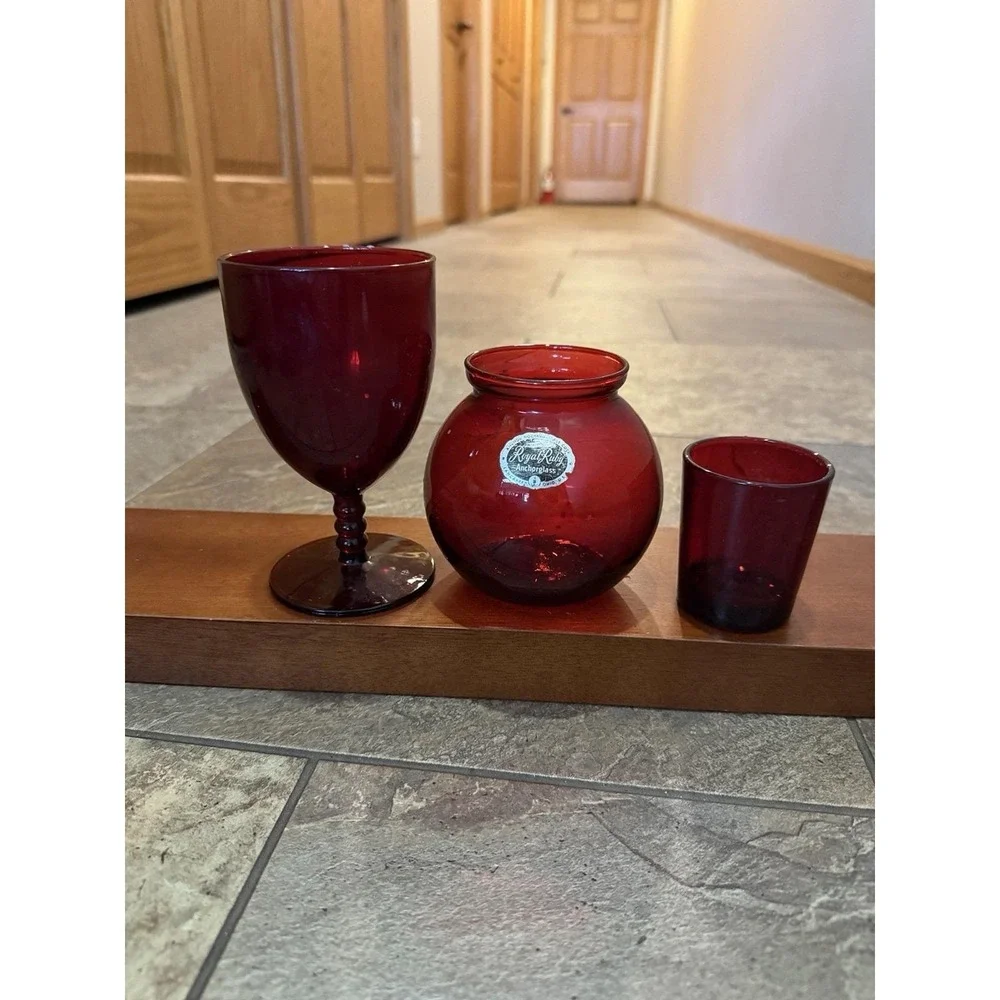 Anchor Hocking Royal Ruby Vintage Set Of 3